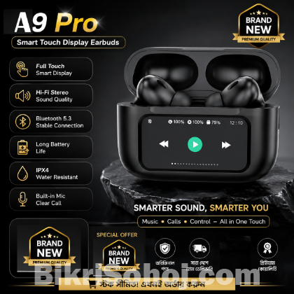 Smart A9 Pro Touch Display Earbuds | ANC+ENC | Limited Stock